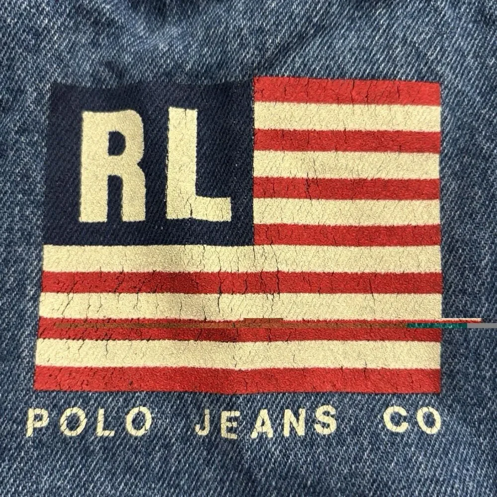 Vintage Y2K Polo Jeans Co Ralph Lauren RL Flag Denim Jacket Baby 3-12M